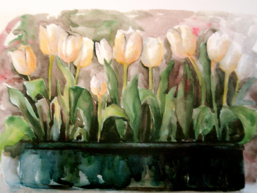 Tulip Painting - Martys Tulips by Lisa Schorr