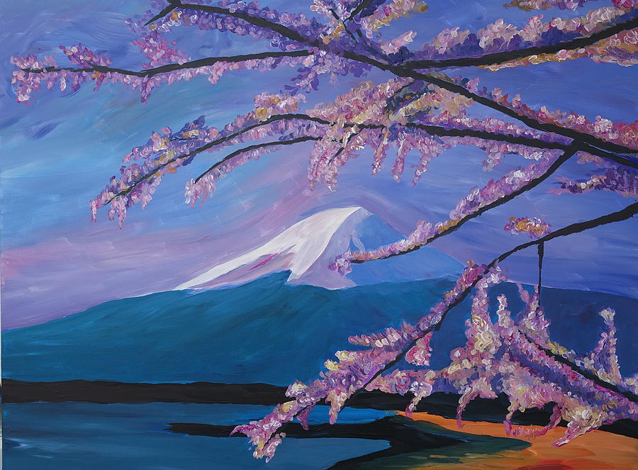 Mount Fuji Painting - Marvellous Mount Fuji with Cherry Blossom in Japan by M Bleichner