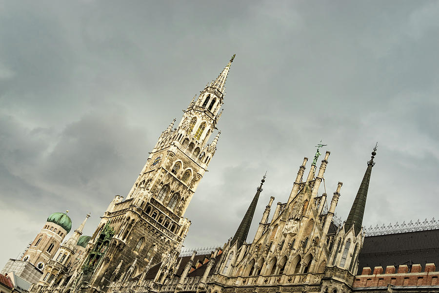 Marvelous Munich - Ornate Neues Rathaus and the Famous Glockenspiel Photograph by Georgia Mizuleva
