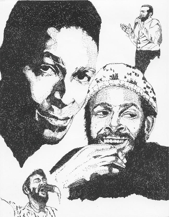 Marvin Gaye Tribute Drawing by Michelle Gilmore