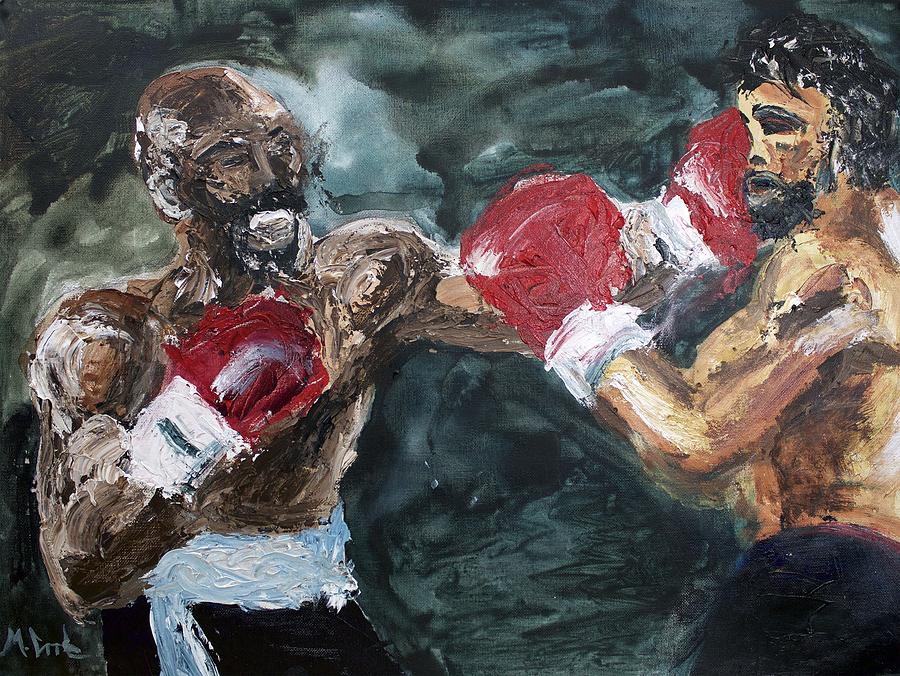Marvin Hagler Painting - Marvin Hagler vs Roberto Duran by Michael Cook