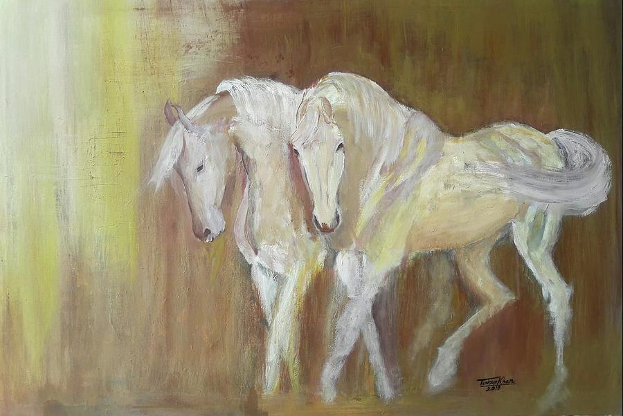 Marwari Stallions Painting by Taimur Khan
