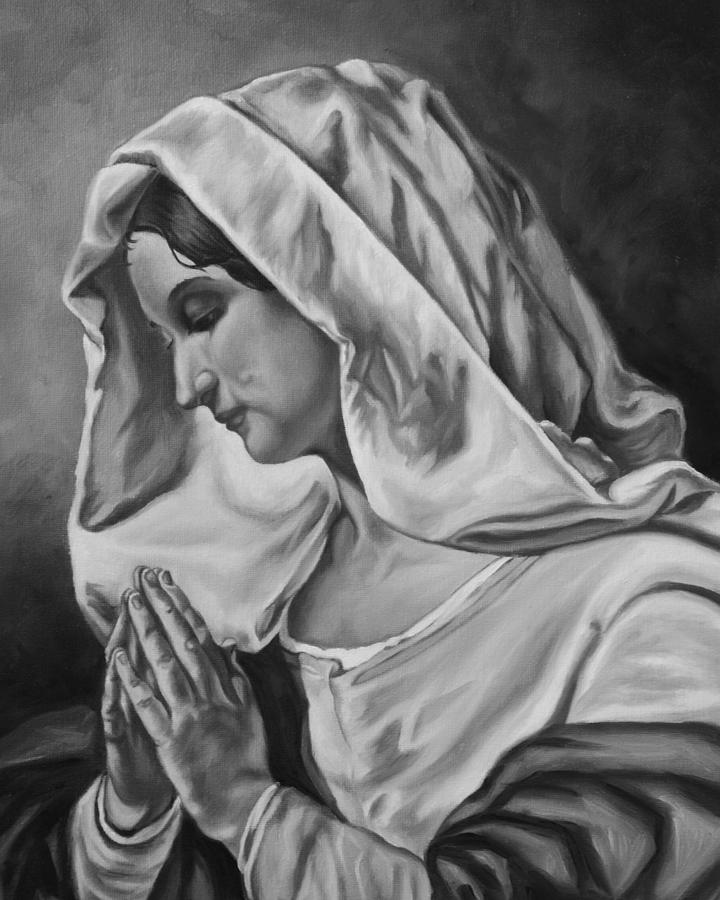 Mary, a study in Black and White Painting by Theresa Cangelosi