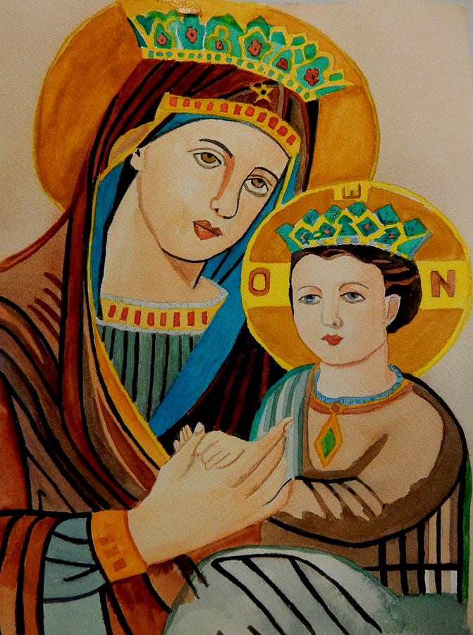 Mary and a young Jesus Painting by Betty-Anne McDonald