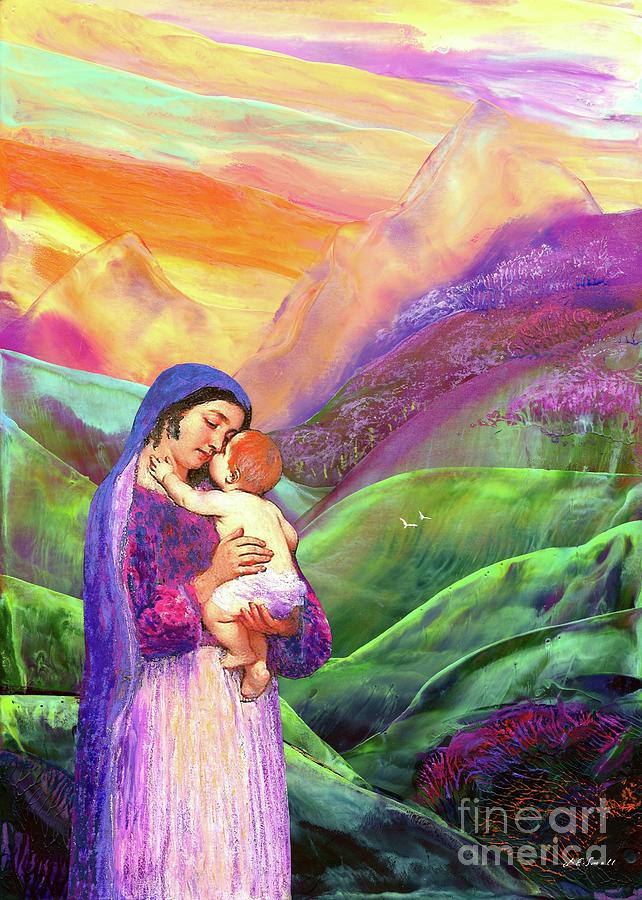 Spiritual Painting - Mary and Baby Jesus Gift of Love by Jane Small Spiritual Painting - Mary and Baby Jesus Gift of Love by Jane Small