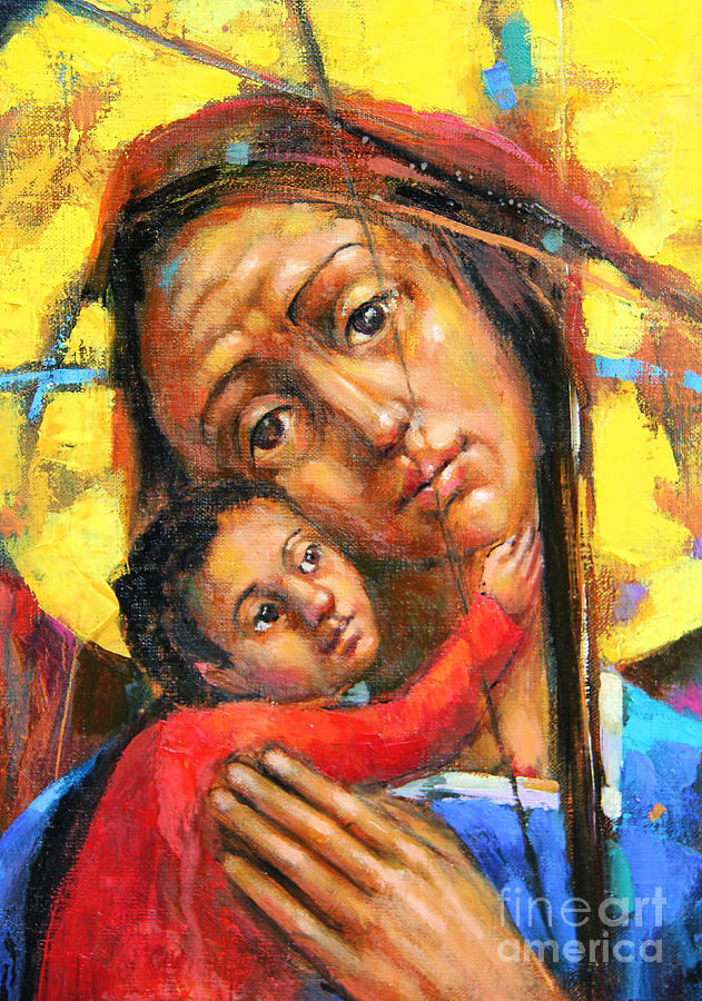Madonna Painting - Mary and Son by Michal Kwarciak