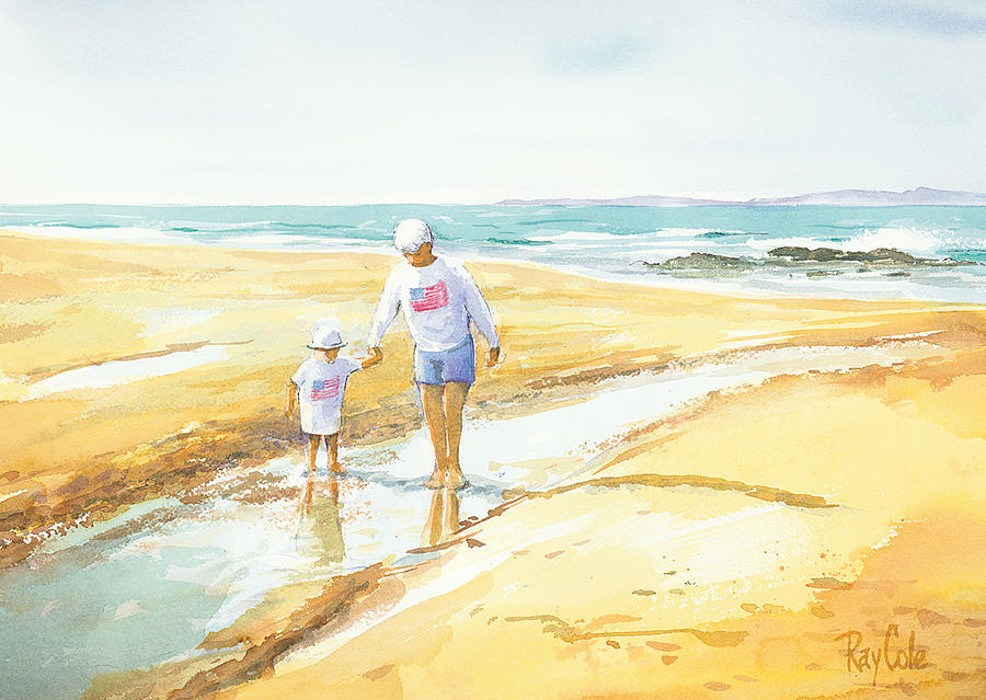 Beach Walk Painting - Mary and Sophia by Lynda Lang