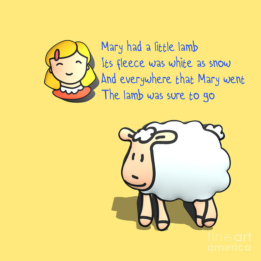 Mary Digital Art - Mary had a little lamb by Humorous Quotes
