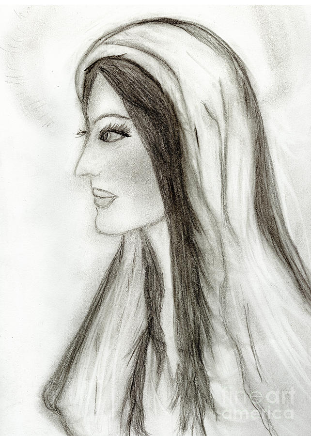 Mary in Profile Drawing by Sonya Chalmers