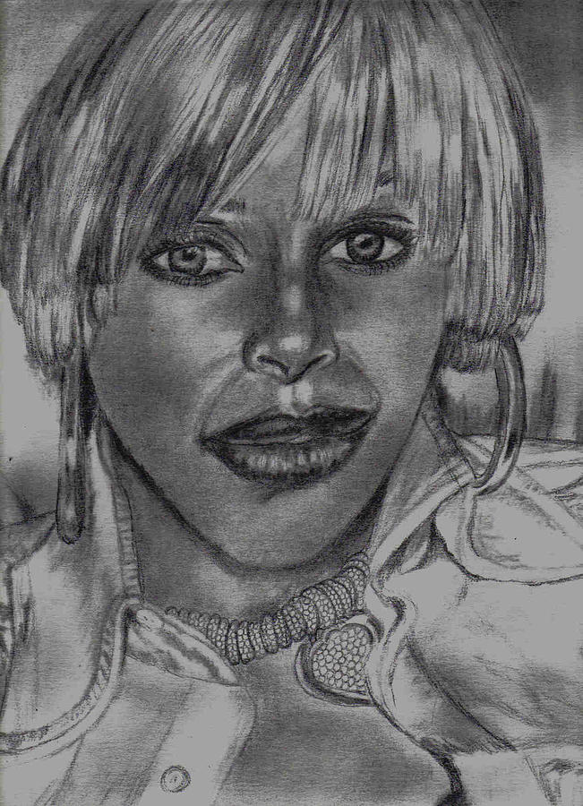 Mary J. Blige Drawing by Thomasina Marks