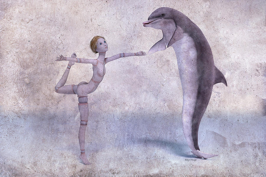 Doll Digital Art - Mary Jane and the Dolphin 101F Betsy Knapp by Betsy Knapp