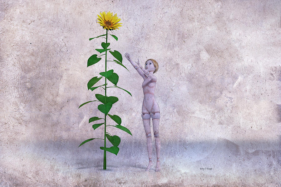 Doll Digital Art - Mary Jane and the Sunflower 101E Betsy Knapp by Betsy Knapp