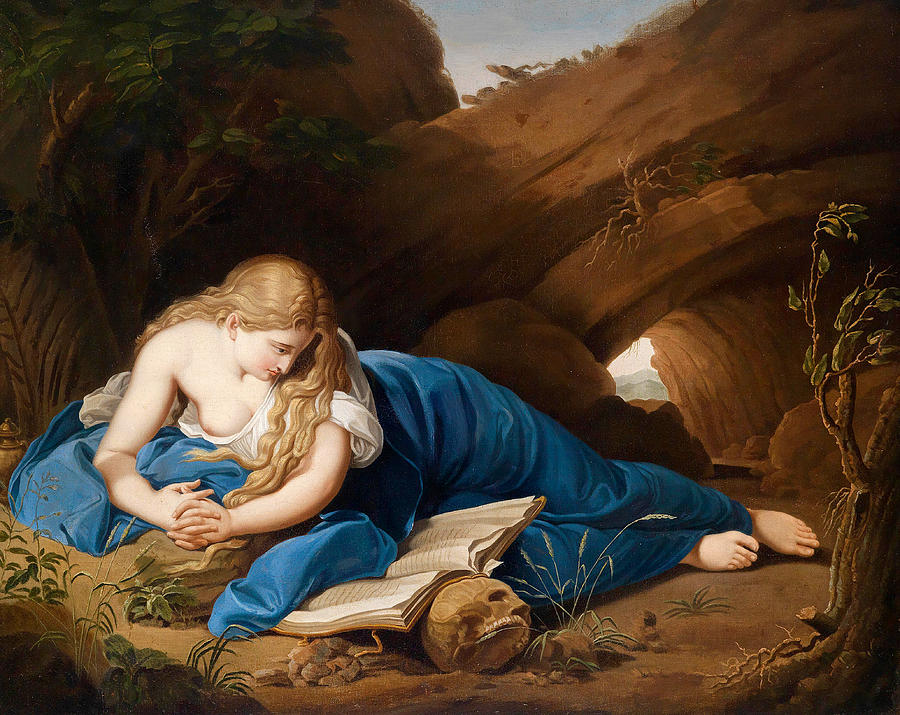 Pompeo Batoni Painting - Mary Magdalene after Pompeo Batoni by Attributed to Karl Javurek