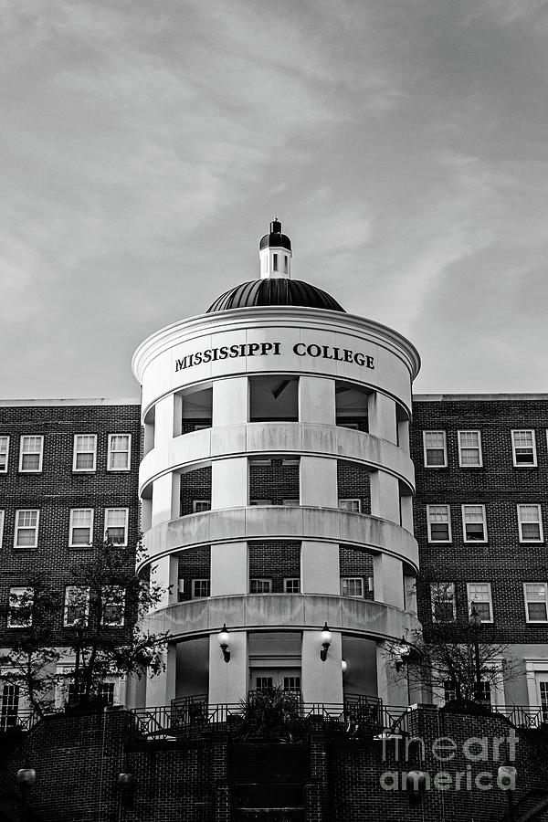 Mary Nelson Hall - Mississippi College BW Photograph by Scott Pellegrin