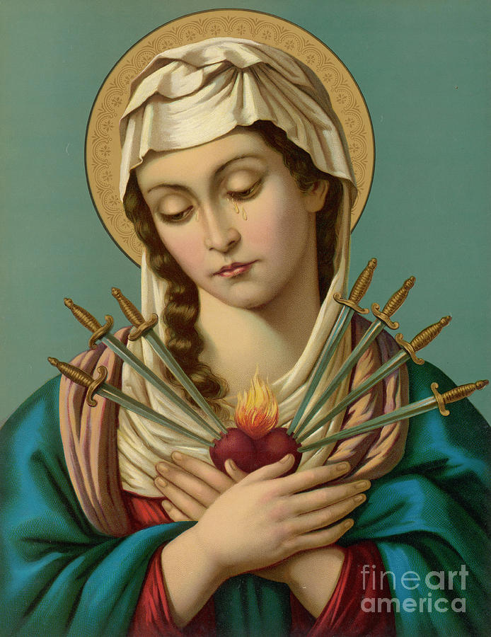 Mary, Our Lady of the Seven Sorrows Drawing by Mary Evans Picture Library