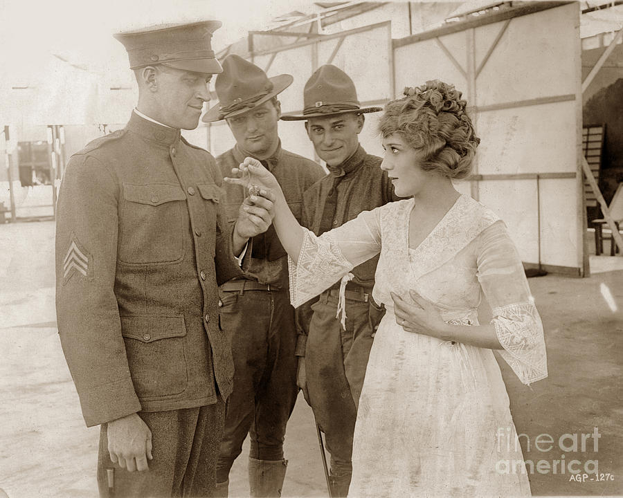 Sergeant Photograph - Mary Pickford  presenting a gold locket to Sergeant  Chas. R. Fulweiler 1917 by Monterey County Historical Society