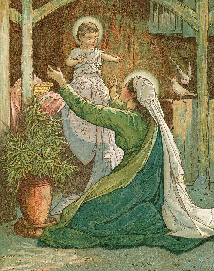 Madonna Painting - Mary playing with Jesus by John Lawson