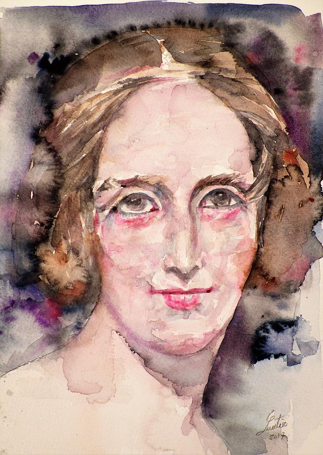 MARY SHELLEY - watercolor portrait Painting by Fabrizio Cassetta
