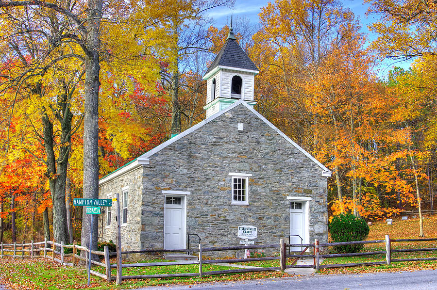 Maryland Country Churches - Eylers Valley Chapel - Built 1857 - Autumn No. 6 Frederick County Photograph by Michael Mazaika