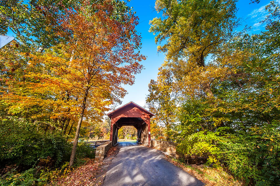 Maryland Covered Bridge in Autumn Photograph by Patrick Wolf