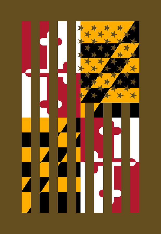 Maryland State Flag Graphic USA Styling Digital Art by Garaga Designs