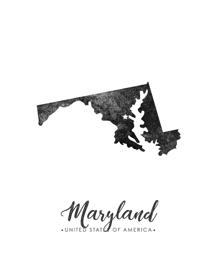 Maryland State Map Art - Grunge Silhouette Mixed Media by Studio Grafiikka