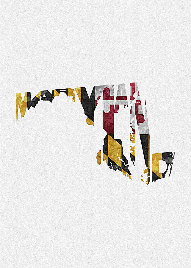 Maryland Typographic Map Flag Digital Art by Inspirowl Design