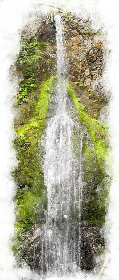 Marymere Falls WC Digital Art by Peter J Sucy