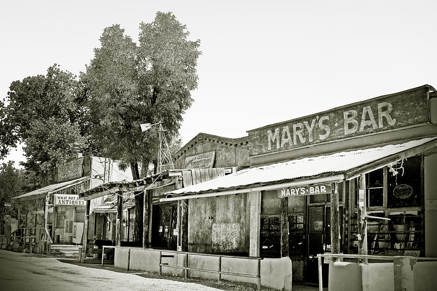 Black And White Photograph - Marys Bar Cerrillo NM by Alexandra Till
