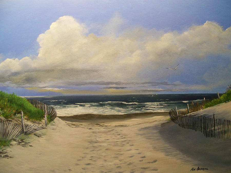 Marys Beach Painting by Ken Ahlering