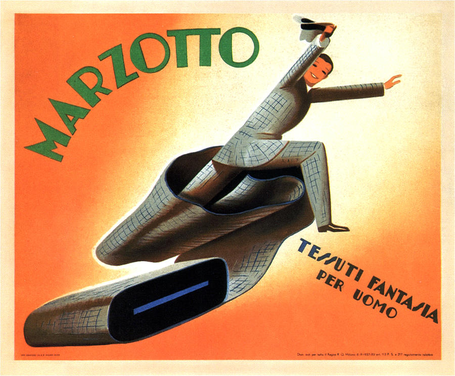 Vintage Mixed Media - Marzotto - Fabric for Men - Vintage Advertising Poster by Studio Grafiikka
