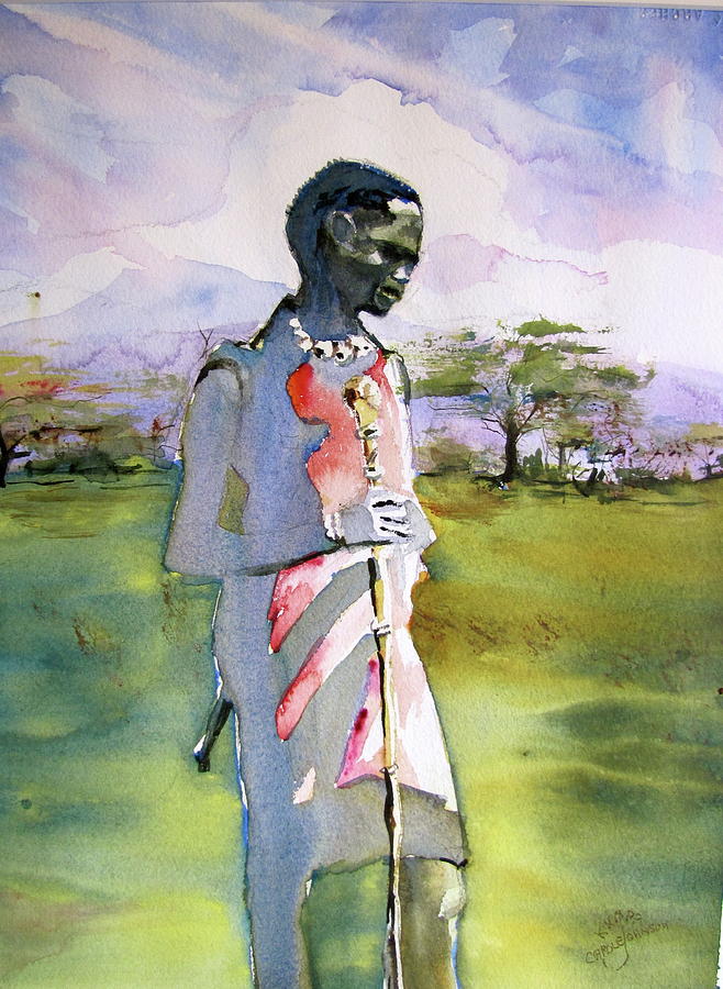 Masaai Boy Painting by Carole Johnson