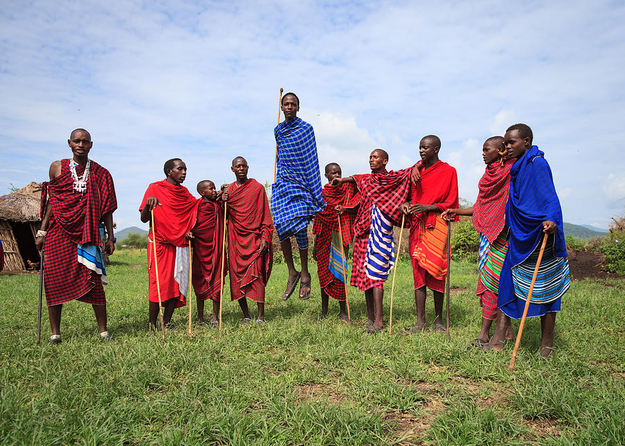 Masai jumping Photograph by Diana Dunlap