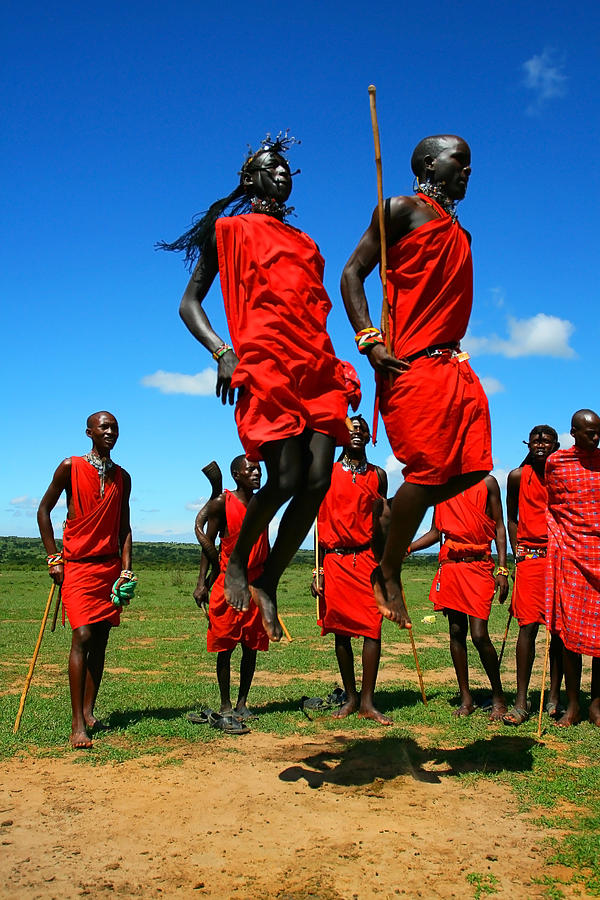 Masai warrior dancing traditional dance Photograph by Anna Om