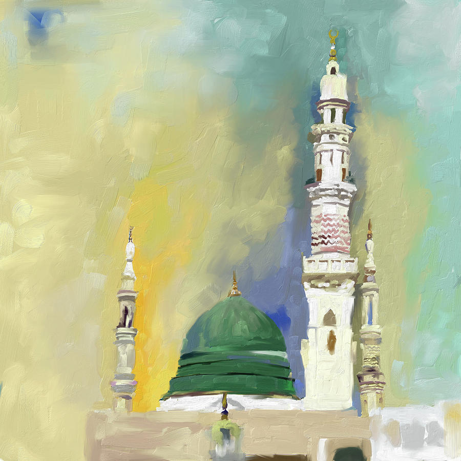 Abstract Painting - Masjid E Nabwi 595 1 by Mawra Tahreem Abstract Painting - Masjid E Nabwi 595 1 by Mawra Tahreem