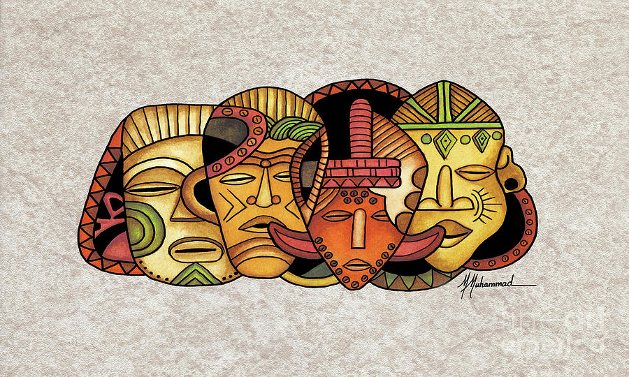 Mask Painting - Mask Collection Horizontal by Marcella Muhammad Mask Painting - Mask Collection Horizontal by Marcella Muhammad