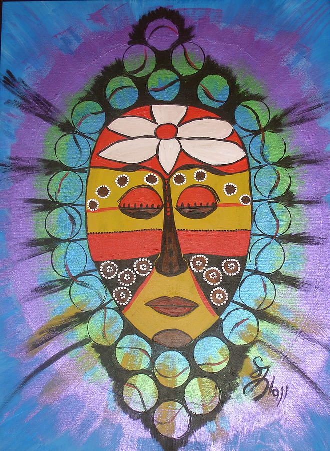 Mask Painting - Mask III by Sheila J Hall Mask Painting - Mask III by Sheila J Hall