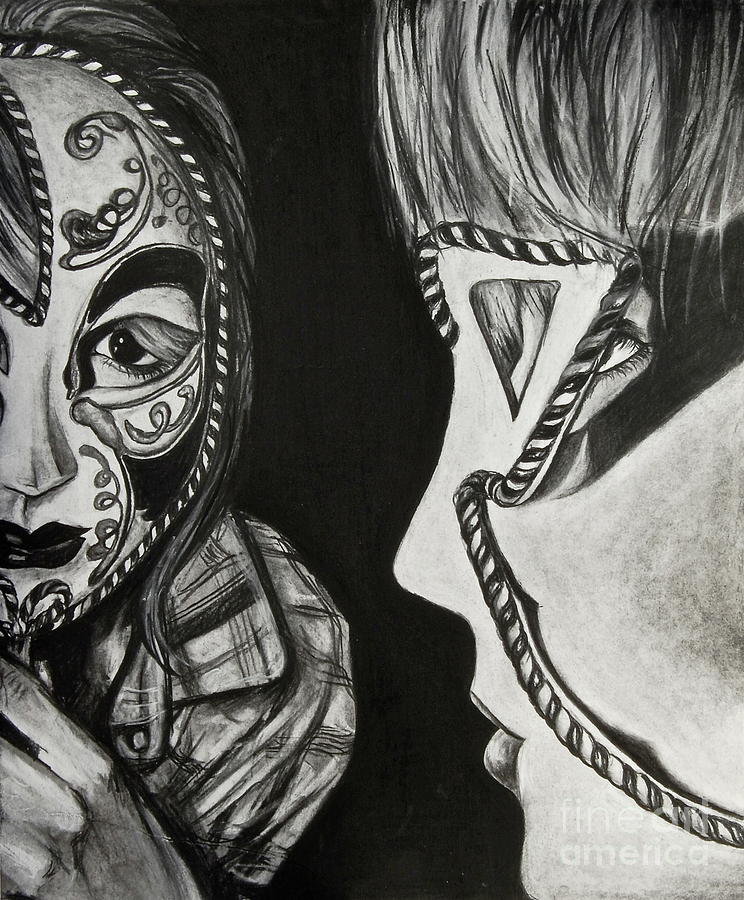 Mask In The Mirror Drawing By Sarah Ashbaugh