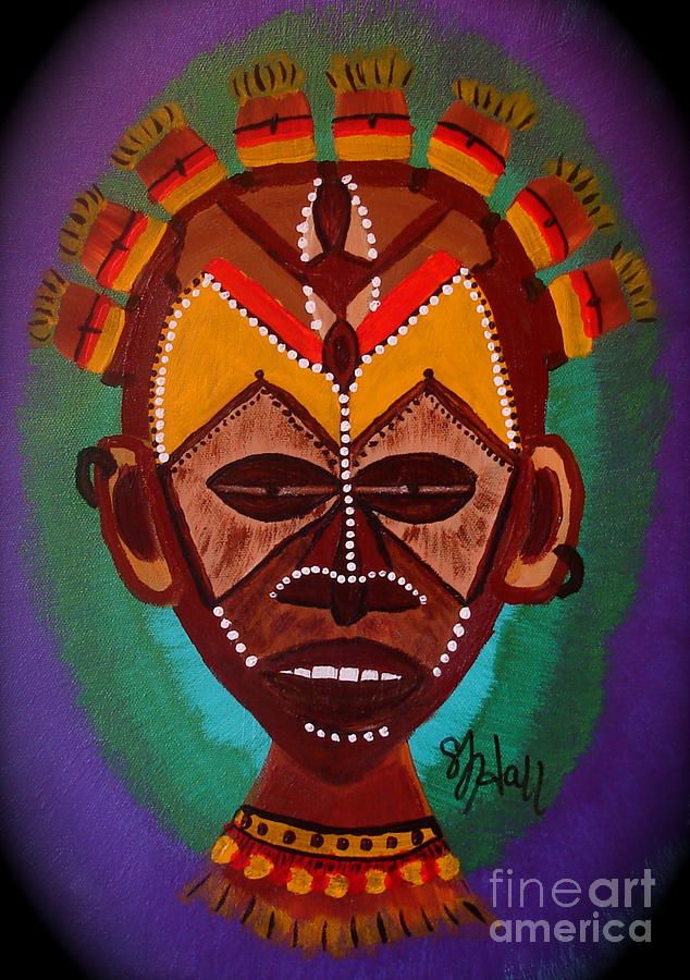 Mask Painting - Mask IV by Sheila J Hall Mask Painting - Mask IV by Sheila J Hall