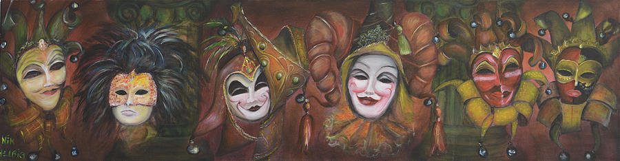 Mask Row Painting by Nik Helbig
