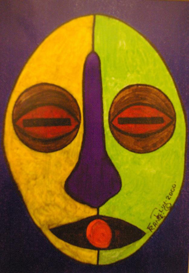 MASK with yellow and green face Painting by Leyton FRANKLIN | Fine Art ...