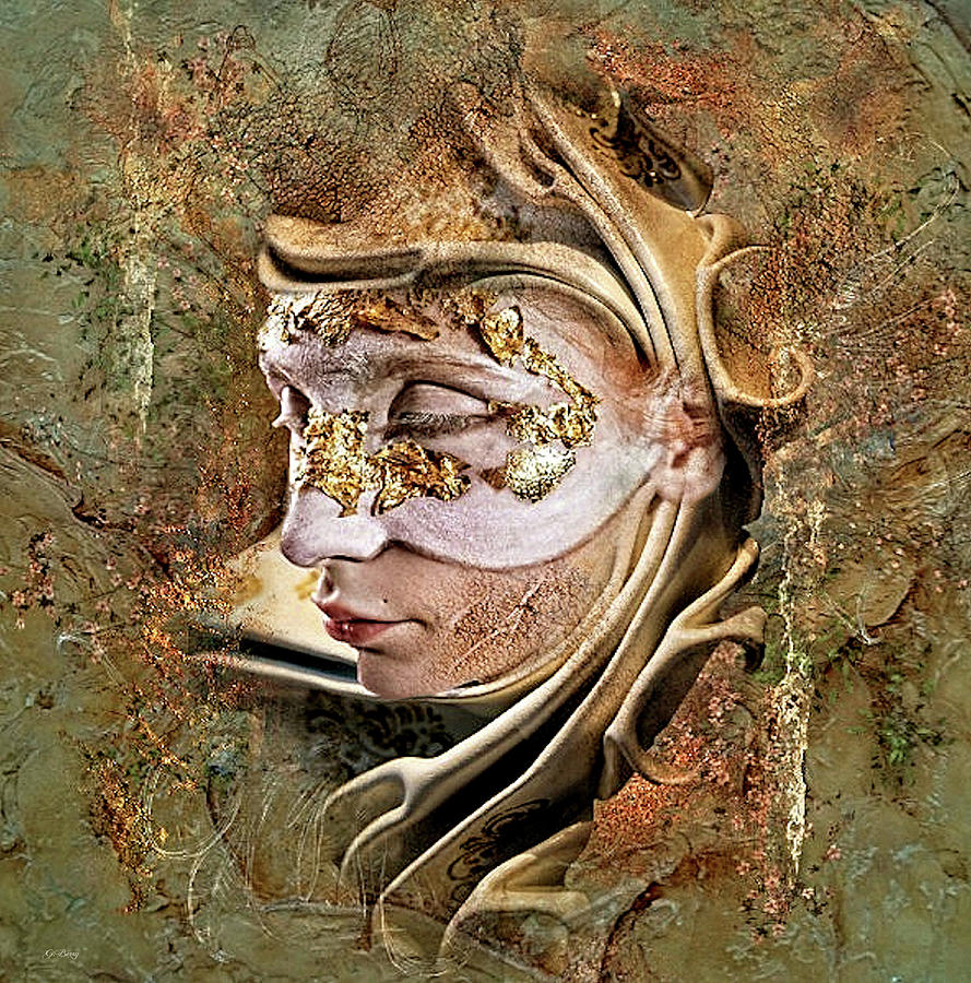 Abstract Mixed Media - Masked Beauty by Gayle Berry