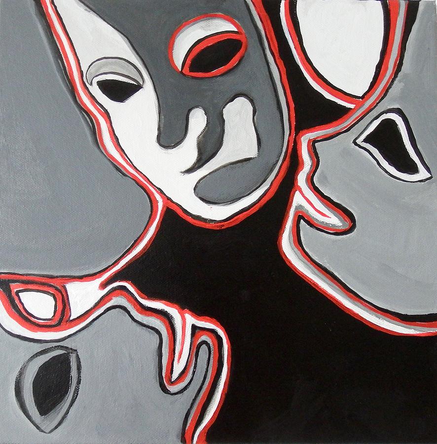 Masks and Mimes Painting by Myra Evans