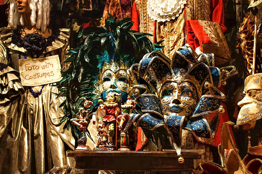 Impressions of Venice - Venetian Carnival Masks Display Digital Art by Georgia Mizuleva