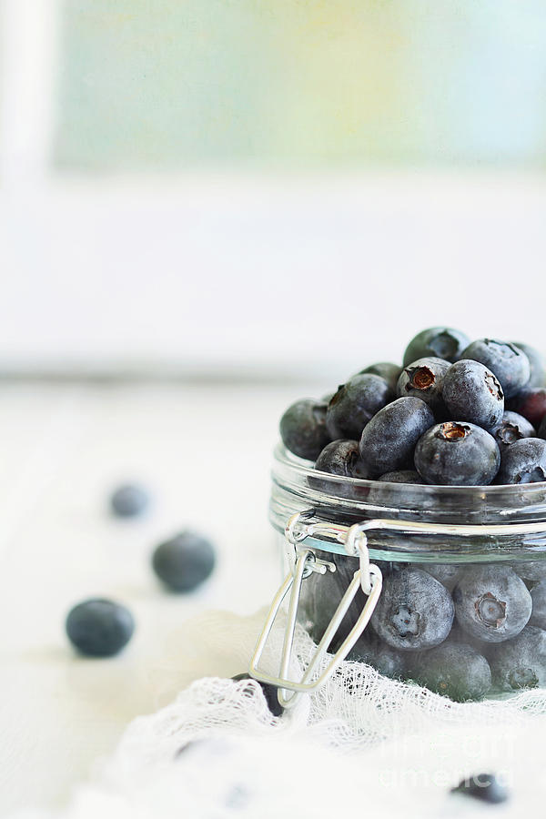 Mason Jar Full of Blueberries Photograph by Stephanie Frey