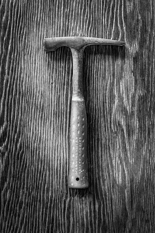 Masonry Hammer on Plywood 63 in BW Photograph by YoPedro