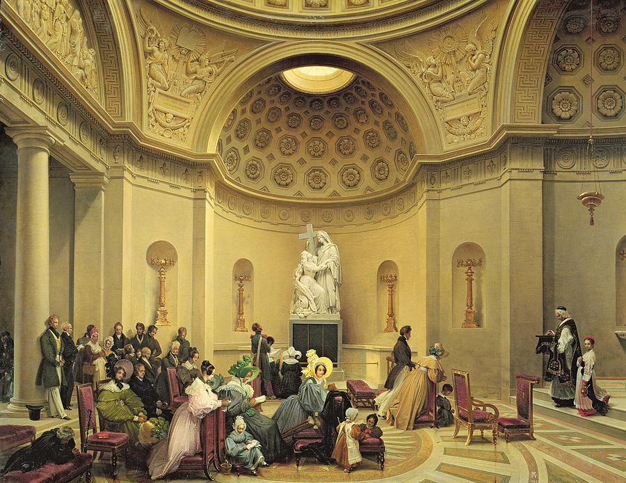 Architecture Painting - Mass in the Expiatory Chapel by Lancelot Theodore Turpin de Crisse