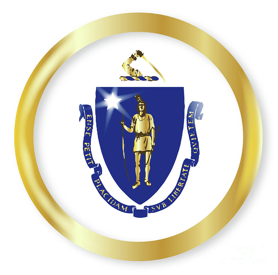 Massachusetts Flag Button Digital Art by Bigalbaloo Stock | Fine Art ...