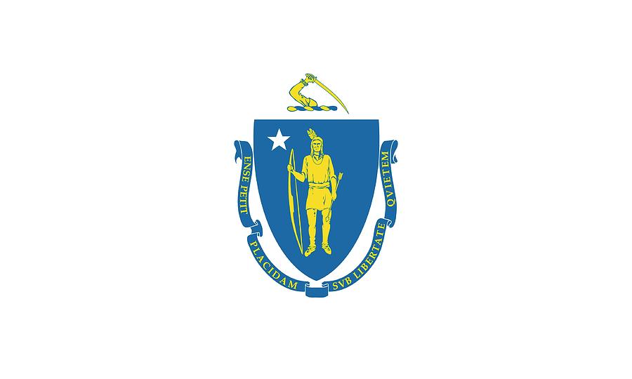 Massachusetts state flag Painting by American School