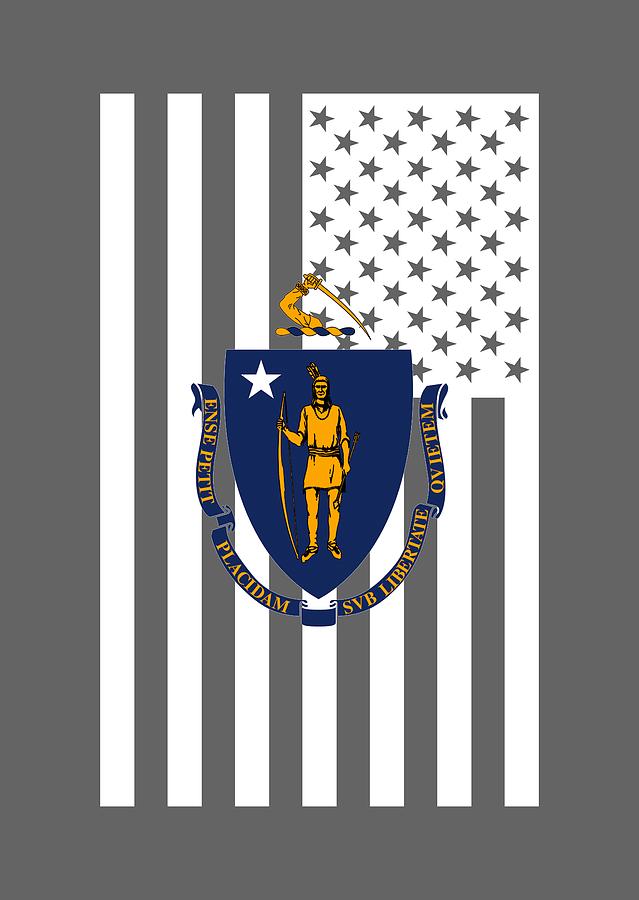 Massachusetts State Flag Graphic USA Styling Digital Art by Garaga Designs